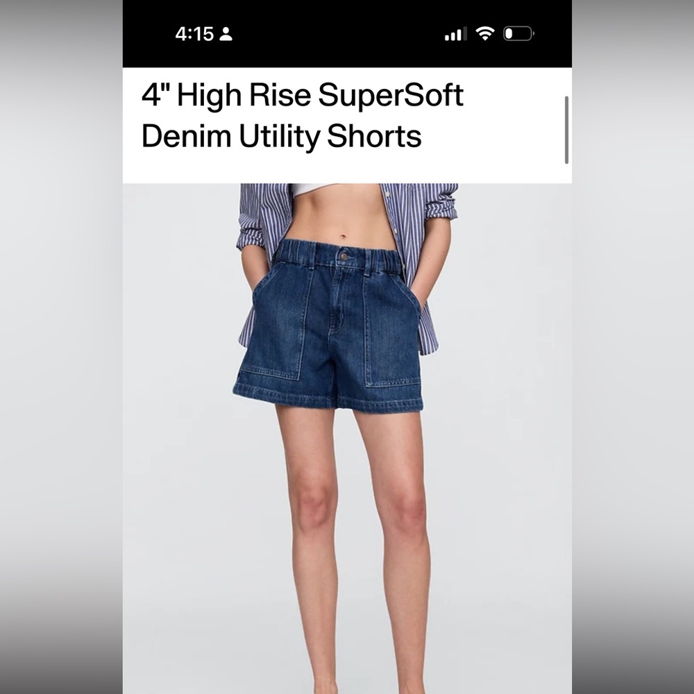 Gap 4" High Rise SuperSoft Denim Utility Shorts